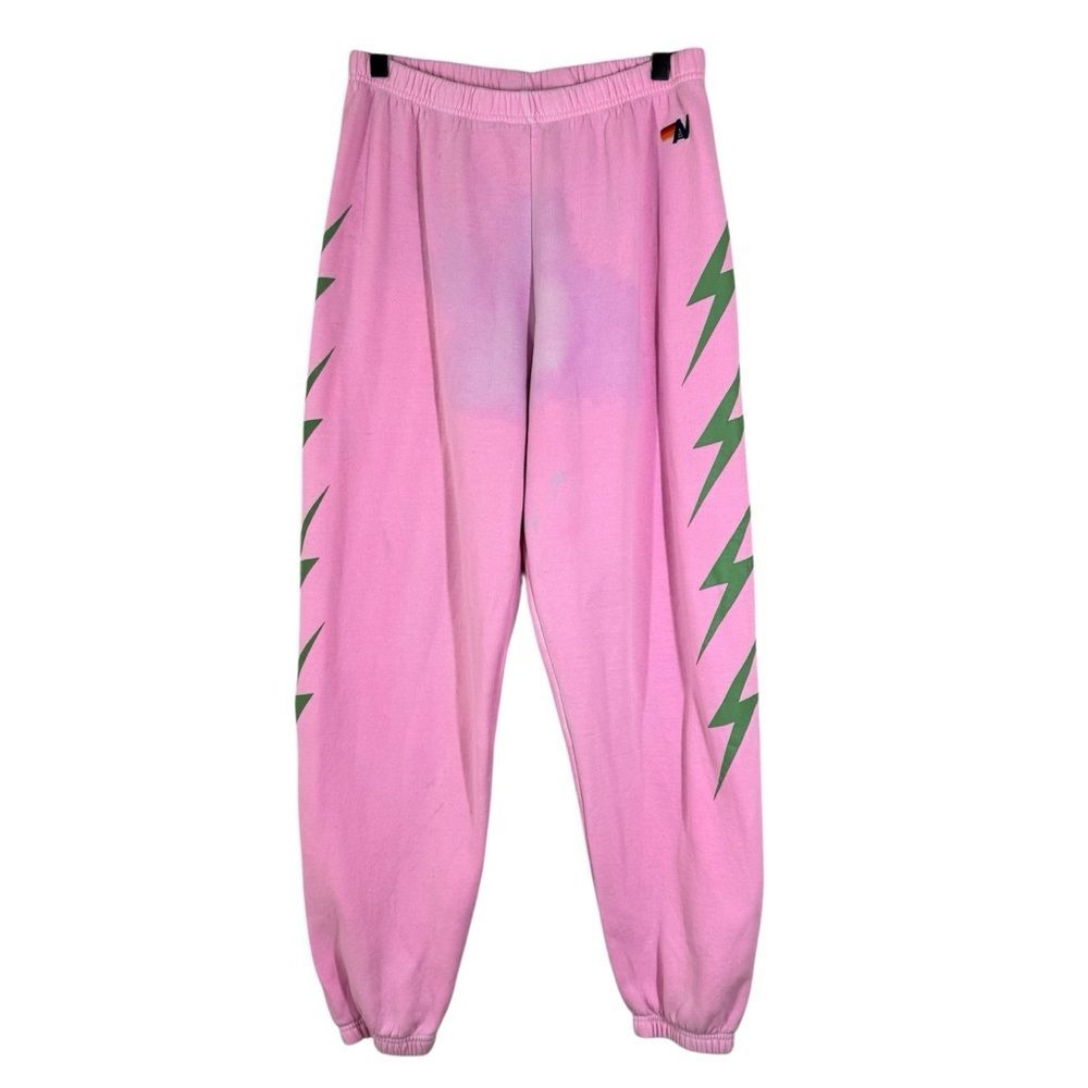 Aviator Nation Pink Sweatpants Lightning Bolt 4 Flawed Women’s Size Large